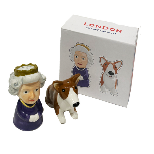 HM Queen and Corgi Ceramic Salt and Pepper Shaker