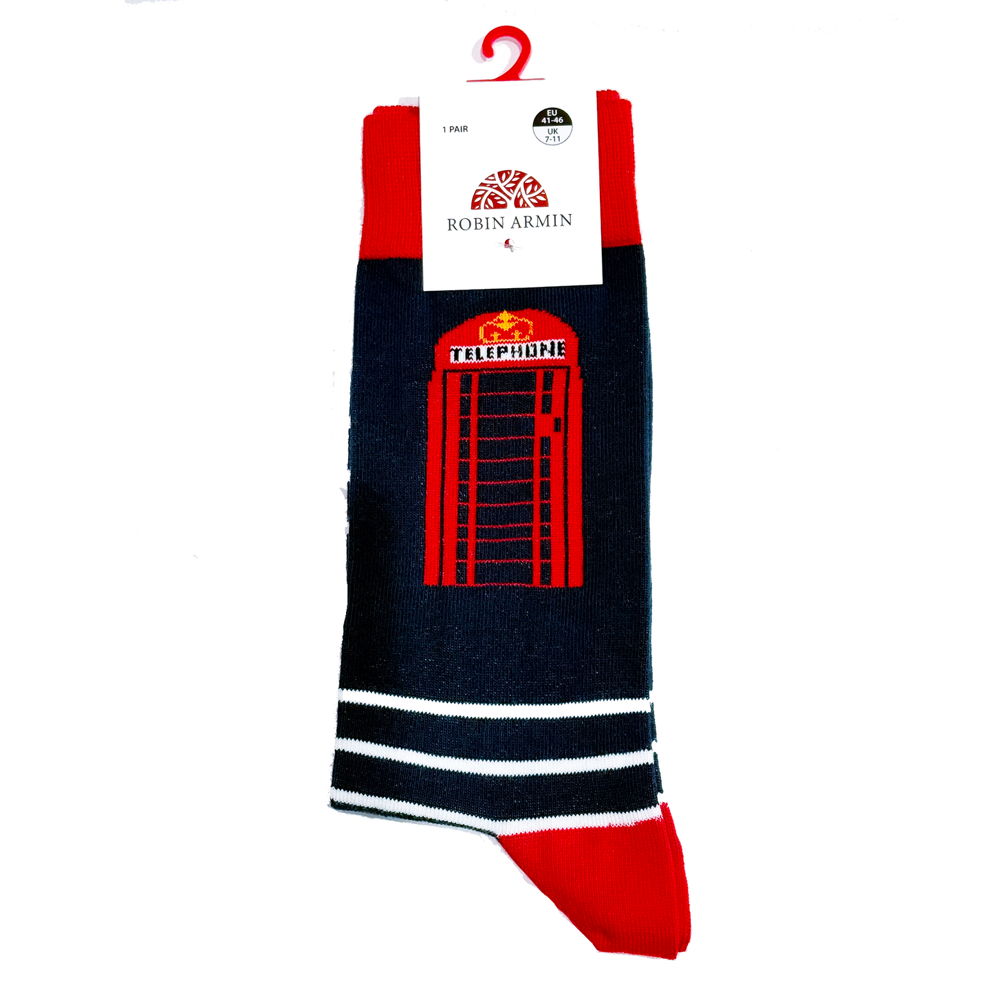 Red Telephone Booth Sock