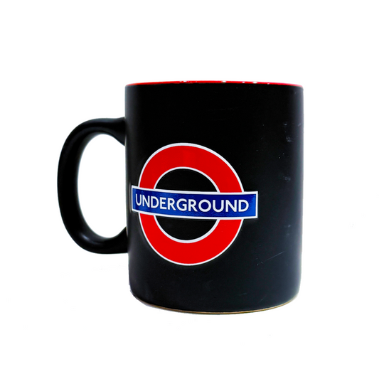 TFL MattBlack Embossed Roundel  Ceramic Mug