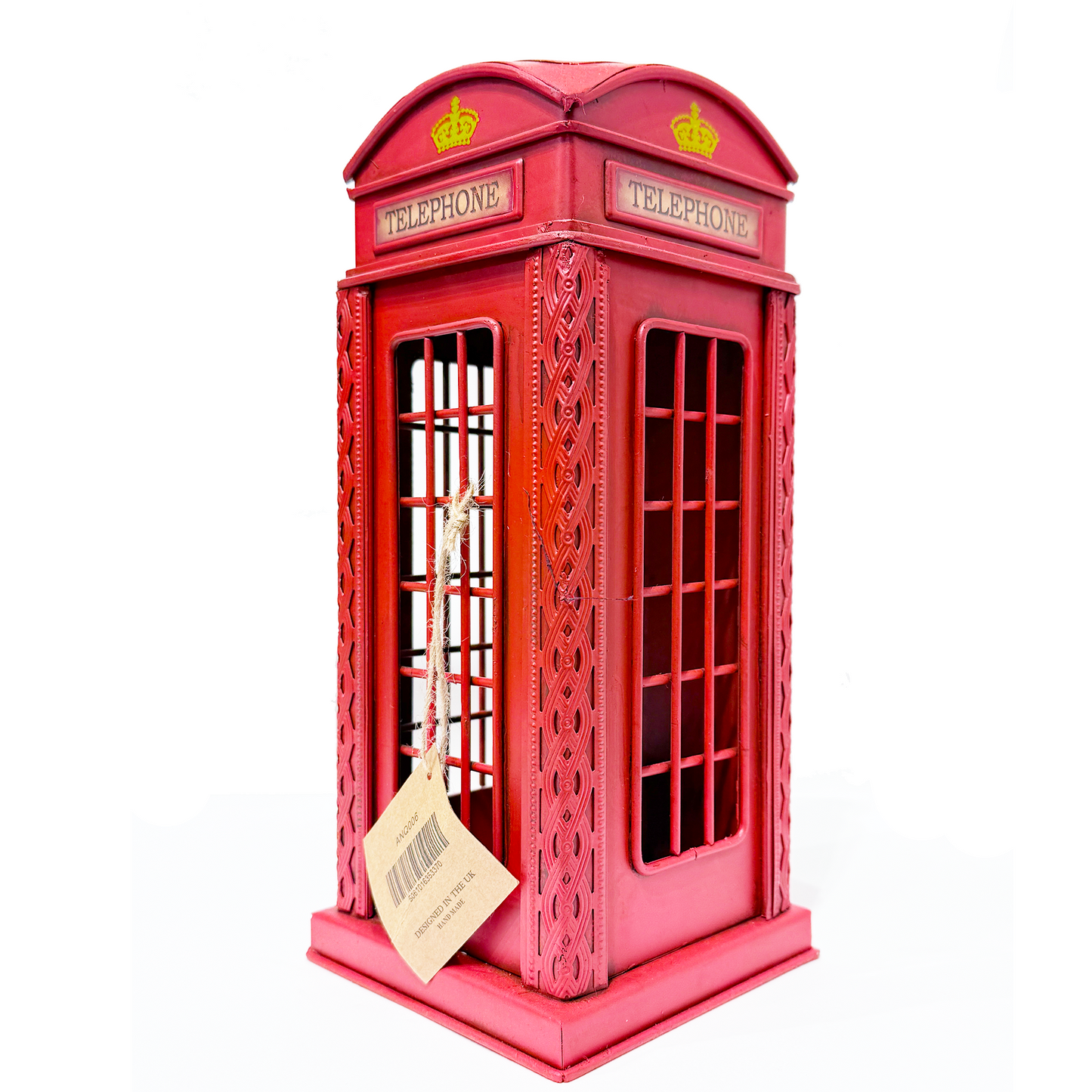 Vintage Red London Telephone Booth Metal Sculpture