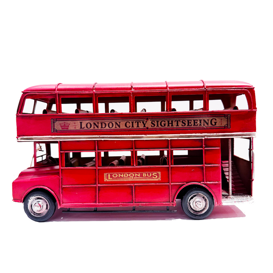 Vintage Red London Bus Metal Sculpture