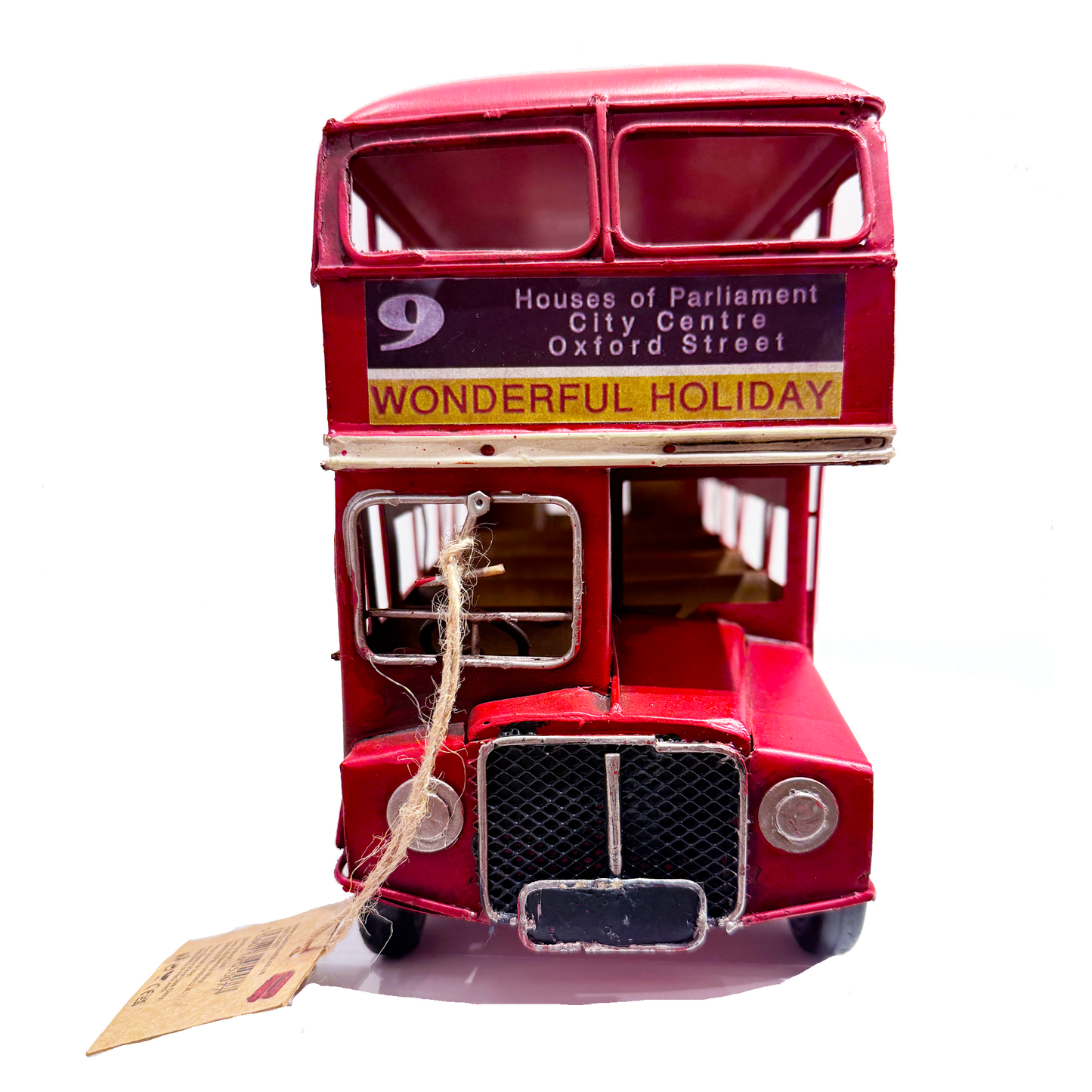 Vintage Red London Bus Metal Sculpture