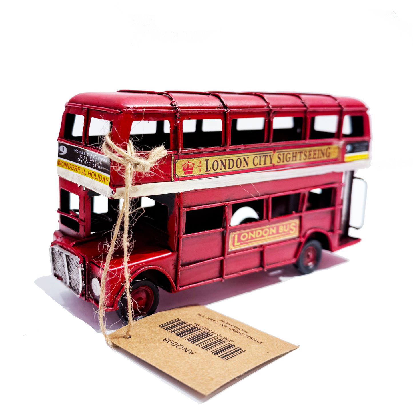 Vintage Red London Bus Metal Sculpture